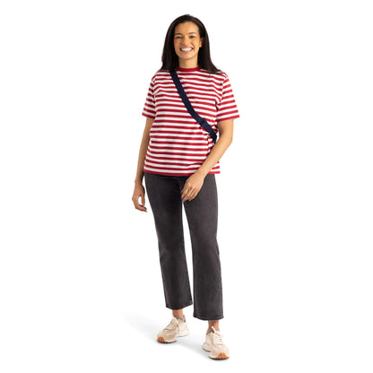 Jemima Womens Stripe T-Shirt in Claret