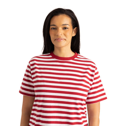 Jemima Womens Stripe T-Shirt in Claret