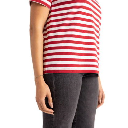 Jemima Womens Stripe T-Shirt in Claret