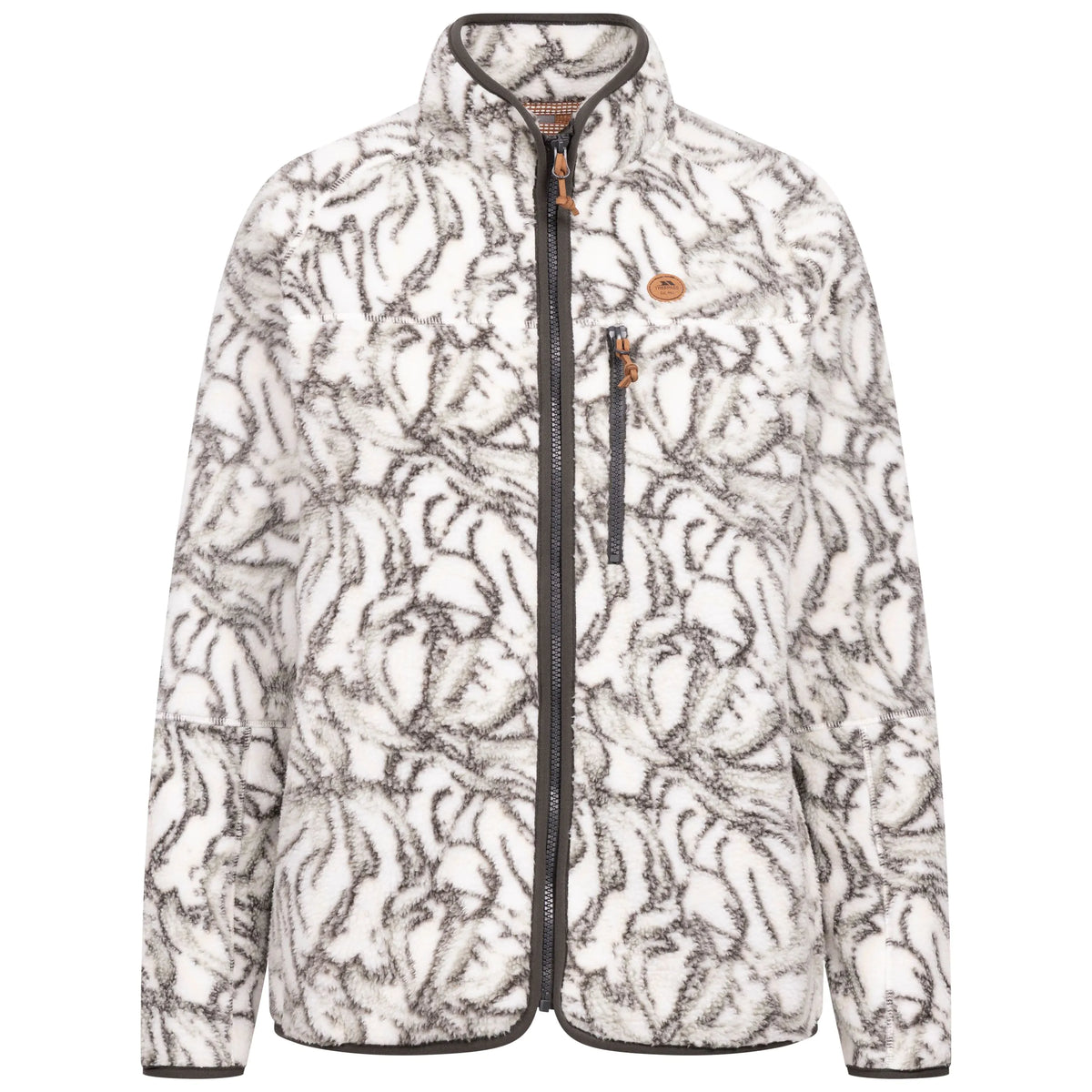 Jessie Women's Sherpa Full Zip Fleece Jacket in Ghost Print