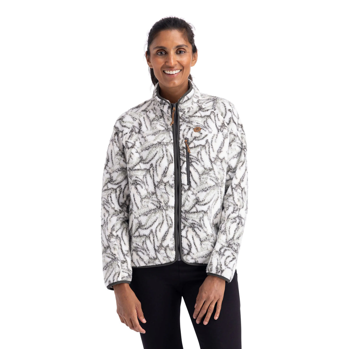 Jessie Women's Sherpa Full Zip Fleece Jacket in Ghost Print