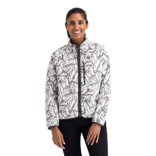 Jessie Women's Sherpa Full Zip Fleece Jacket in Ghost Print