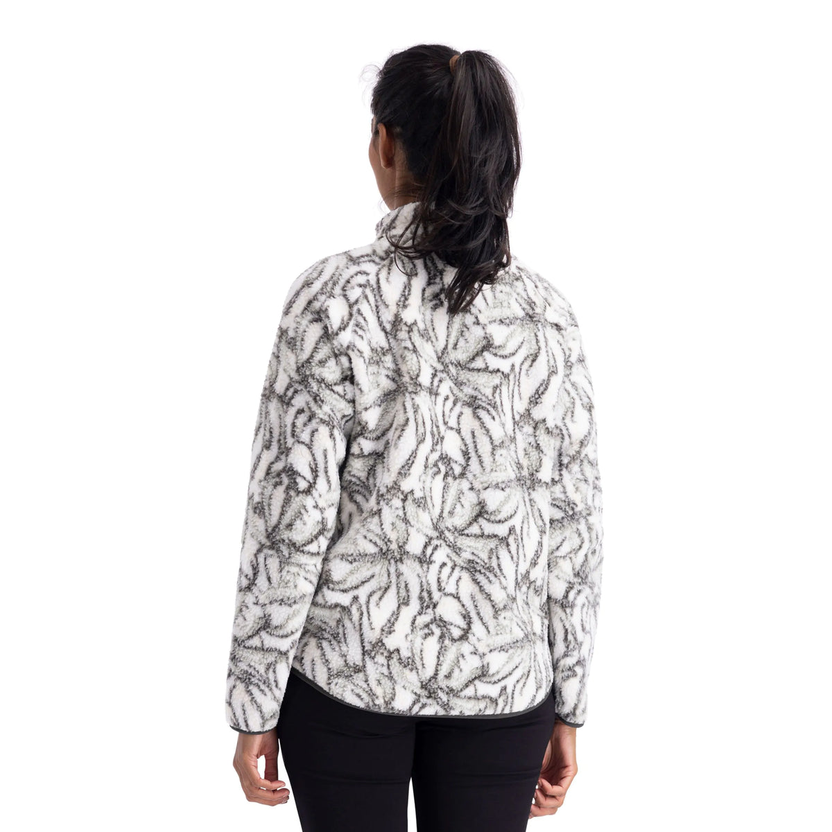 Jessie Women's Sherpa Full Zip Fleece Jacket in Ghost Print