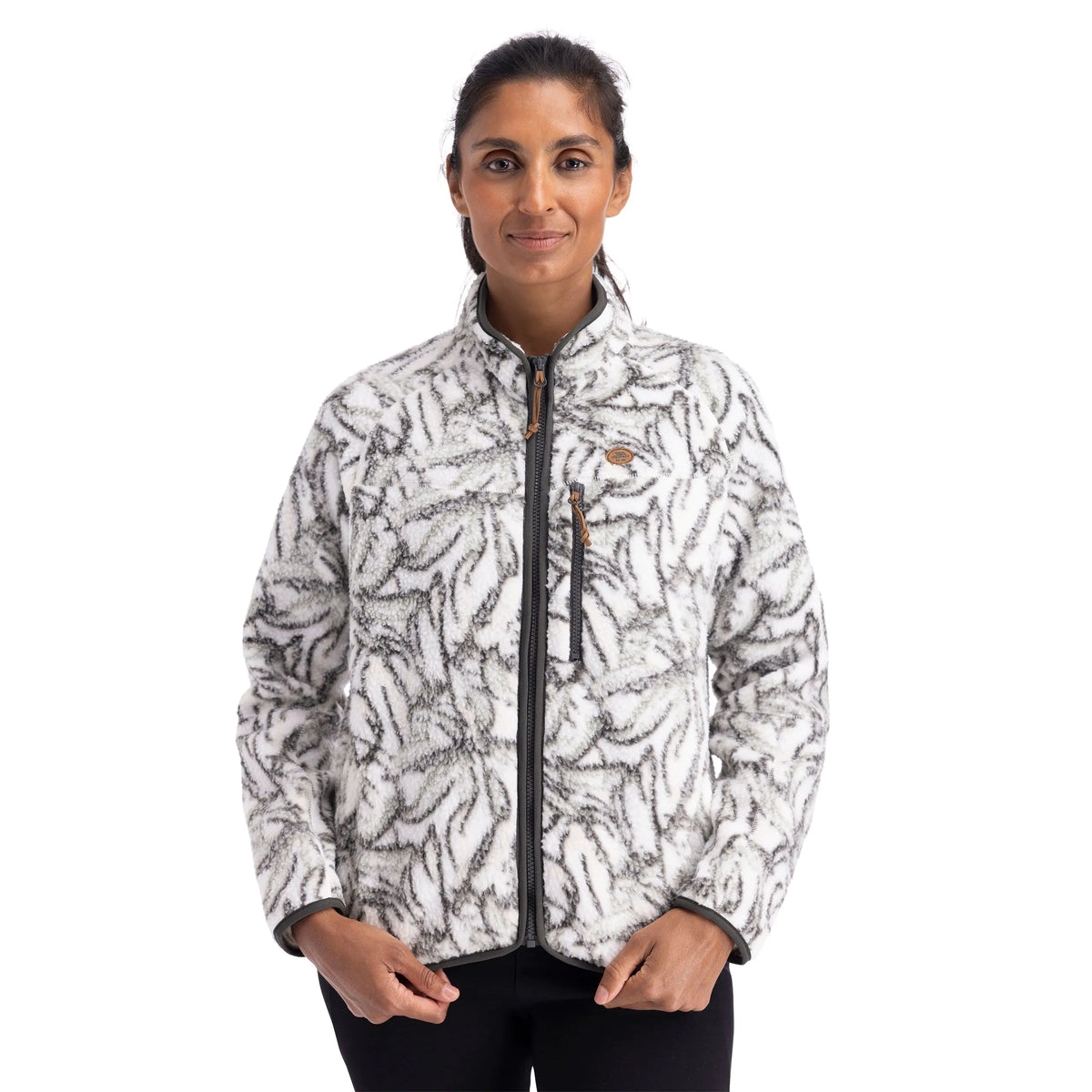 Jessie Women's Sherpa Full Zip Fleece Jacket in Ghost Print