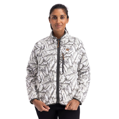 Jessie Women's Sherpa Full Zip Fleece Jacket in Ghost Print