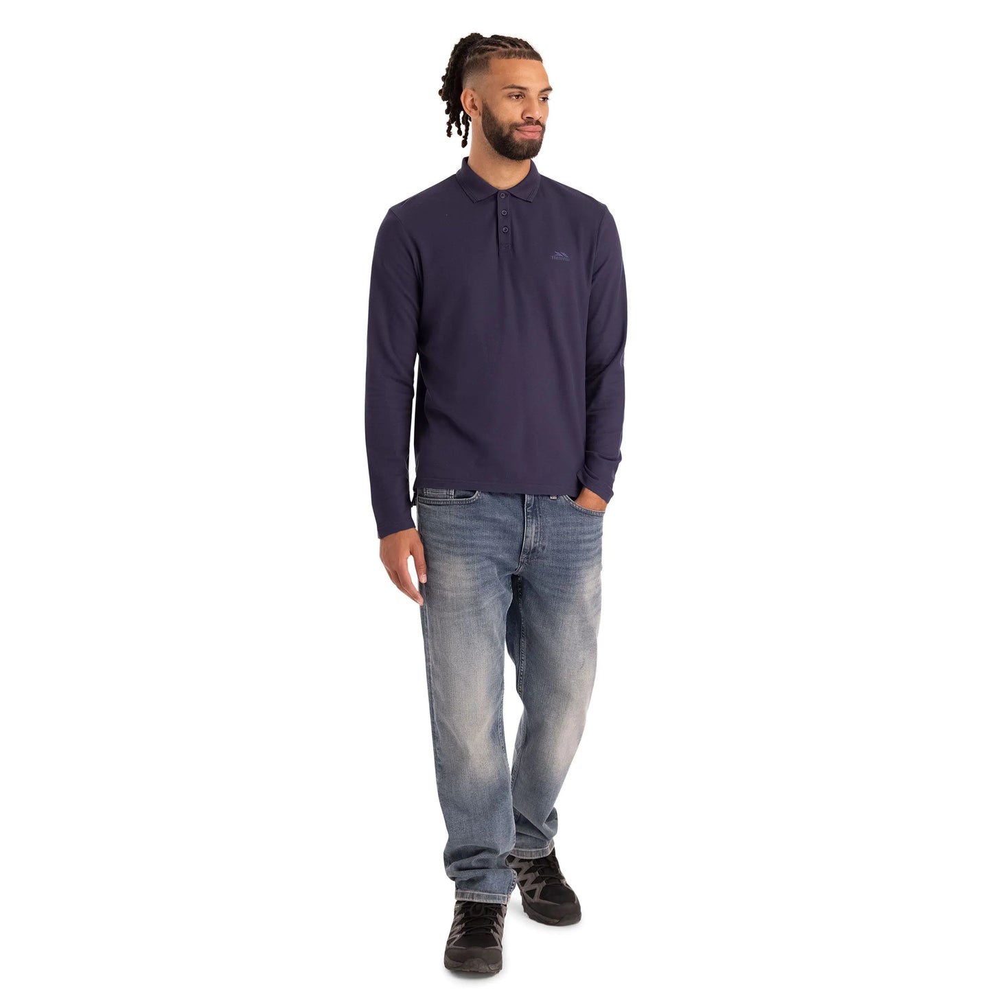 Leblanc Mens Long Sleeve Polo Shirt in Navy