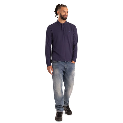 Leblanc Mens Long Sleeve Polo Shirt in Navy