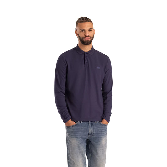 Leblanc Mens Long Sleeve Polo Shirt in Navy