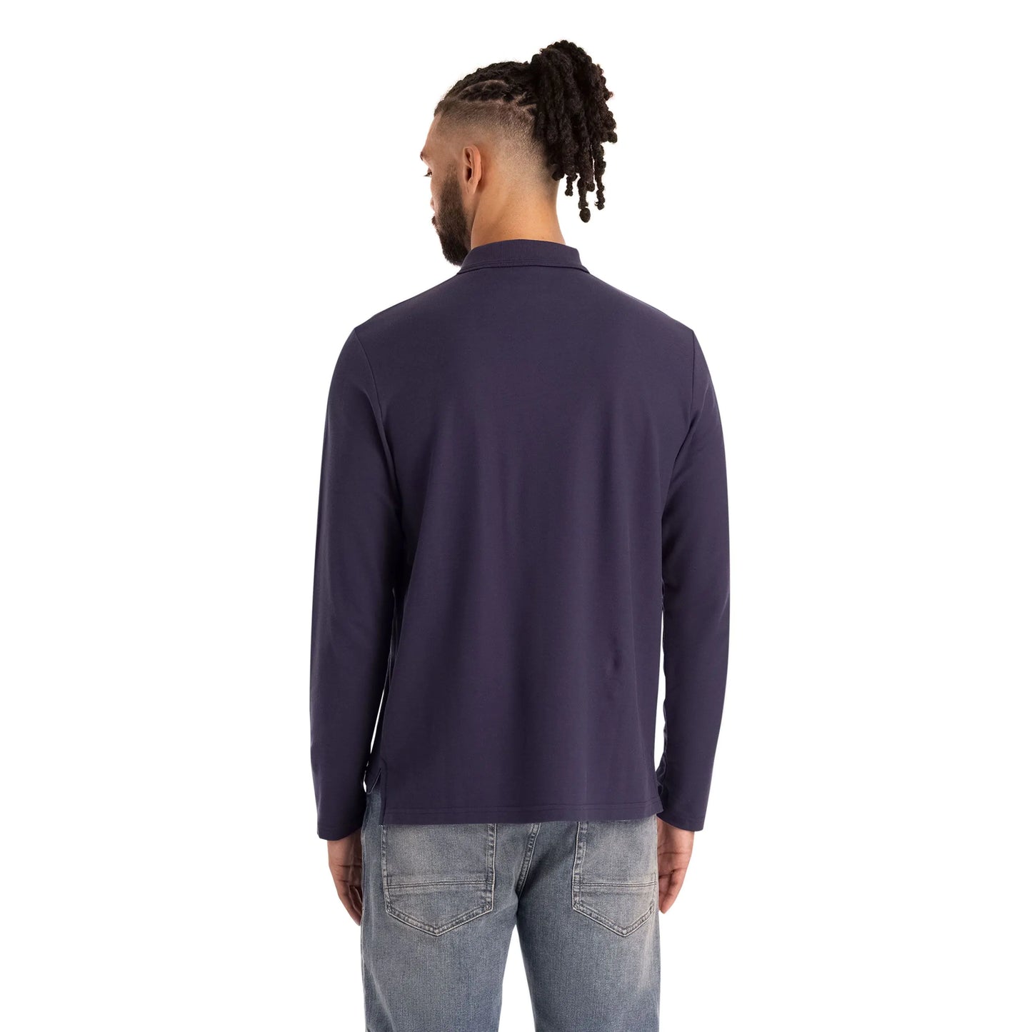 Leblanc Mens Long Sleeve Polo Shirt in Navy