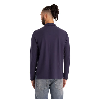 Leblanc Mens Long Sleeve Polo Shirt in Navy