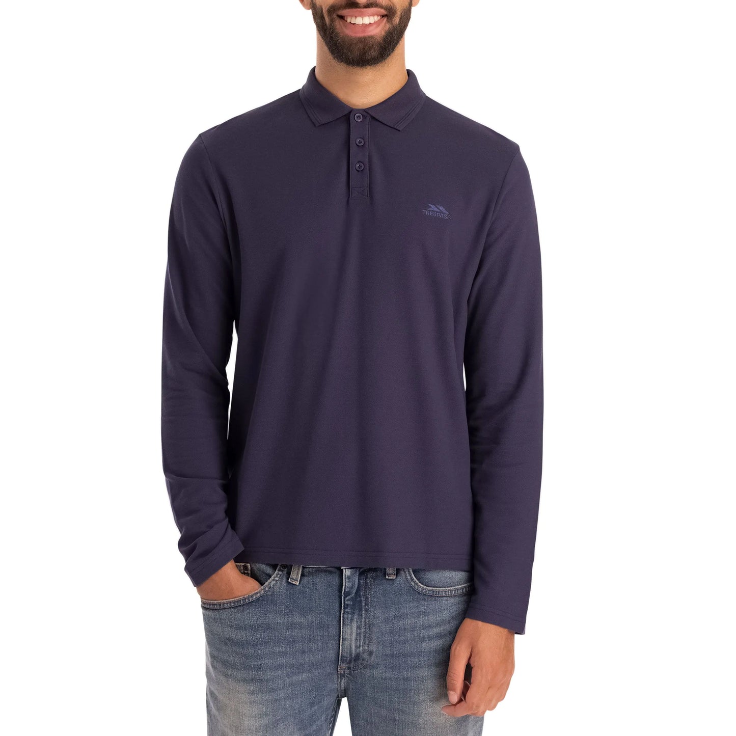 Leblanc Mens Long Sleeve Polo Shirt in Navy
