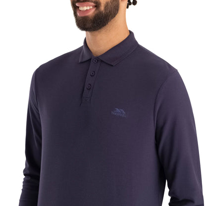 Leblanc Mens Long Sleeve Polo Shirt in Navy