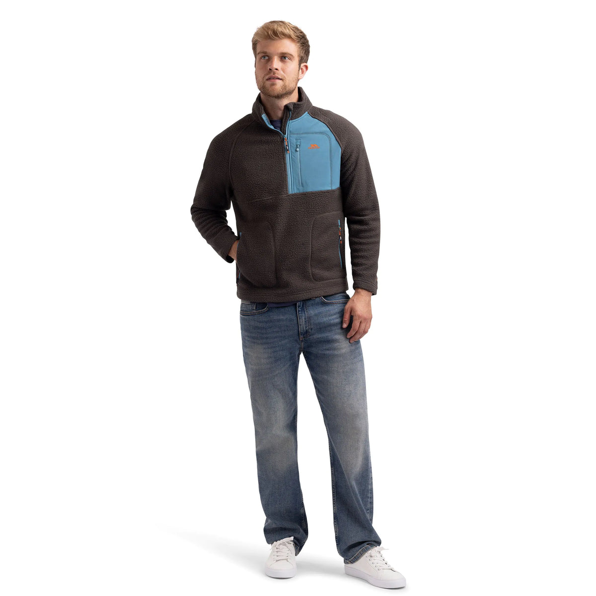 North Men's Warm Half Zip Fleece Top in Charcoal