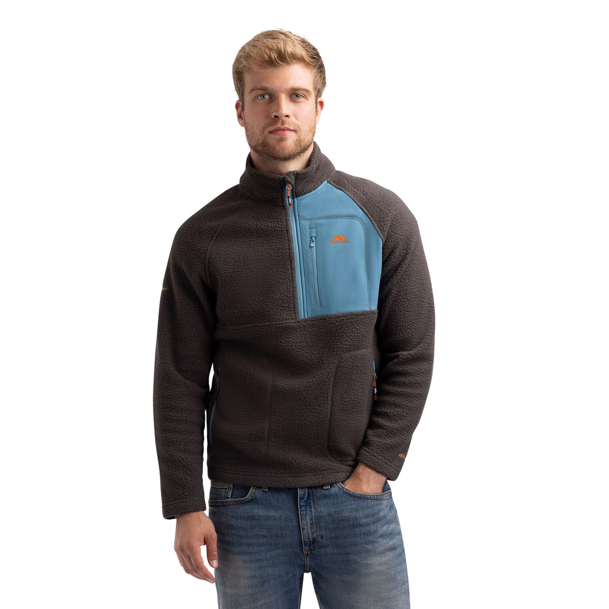 North Men's Warm Half Zip Fleece Top in Charcoal