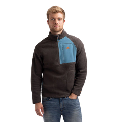 North Men's Warm Half Zip Fleece Top in Charcoal