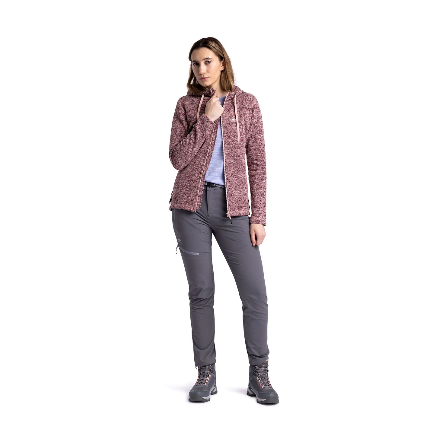 Odelia Womens Full Zip Fleece Hoodie in Rose Tone