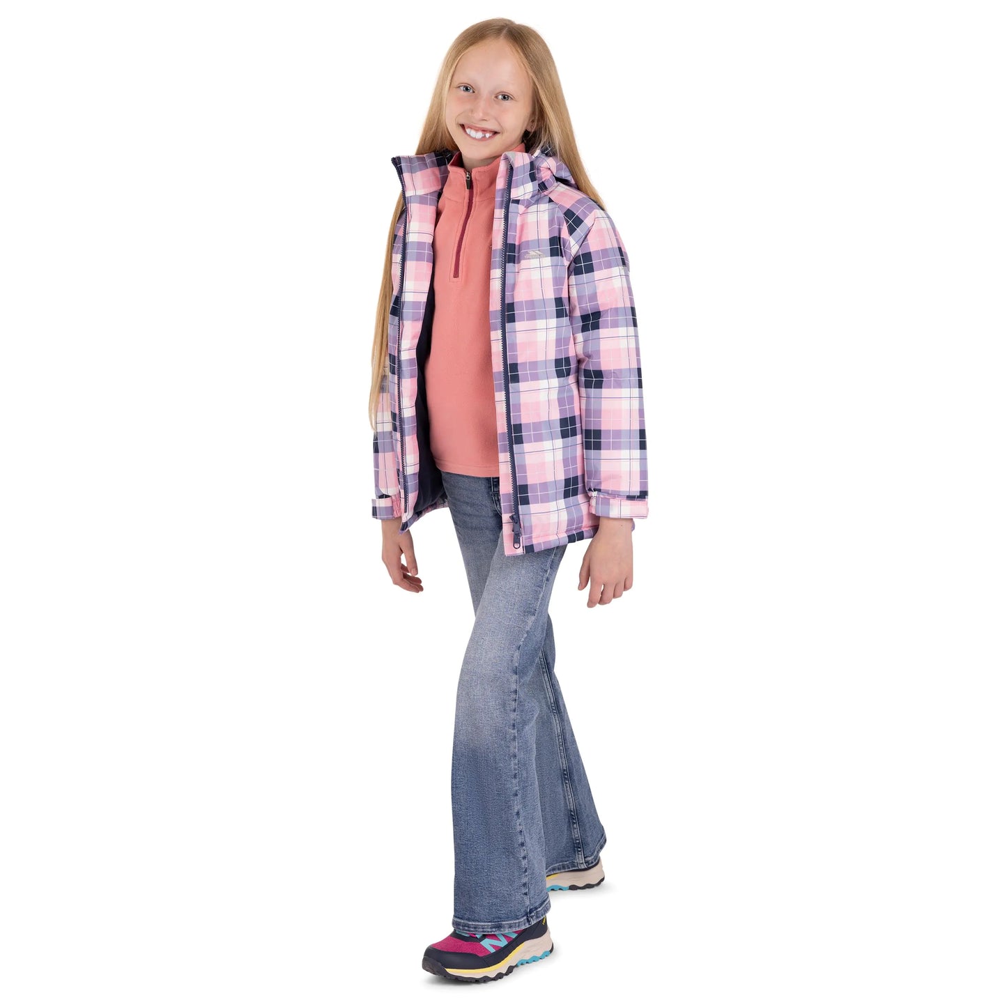 Orland Girls' Waterproof Padded Jacket in Pink Check
