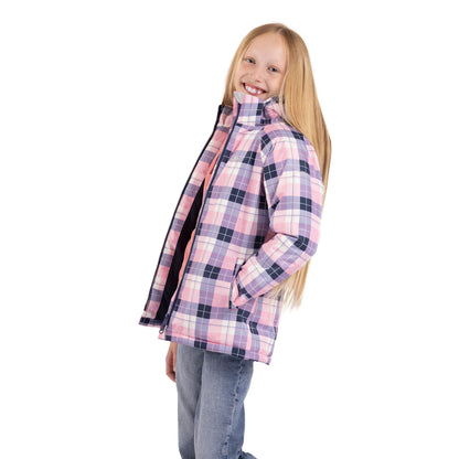 Orland Girls' Waterproof Padded Jacket in Pink Check