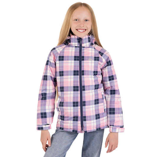 Orland Girls' Waterproof Padded Jacket in Pink Check