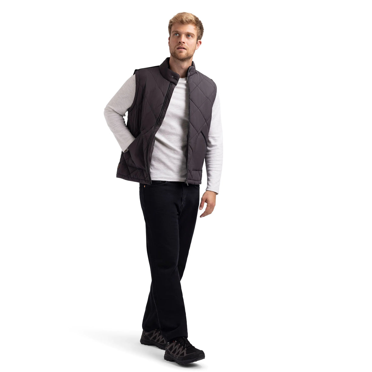 Plato Men's Casual Padded Gilet in Dark Grey