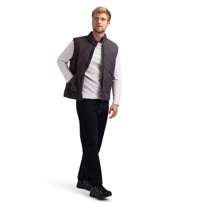 Plato Men's Casual Padded Gilet in Dark Grey