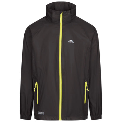 Black jacket with yellow zippers and accents on a white background