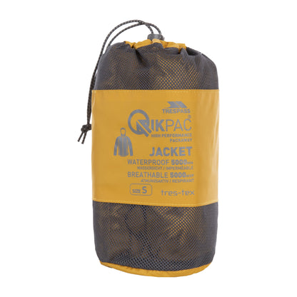 Qikpac X Adults Unisex Unpadded Waterproof Packaway Jacket in Maize