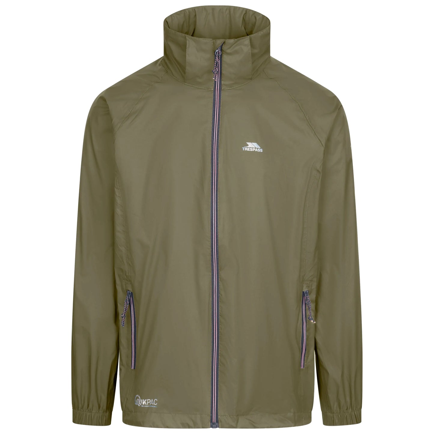 Green jacket with zippers on a white background
