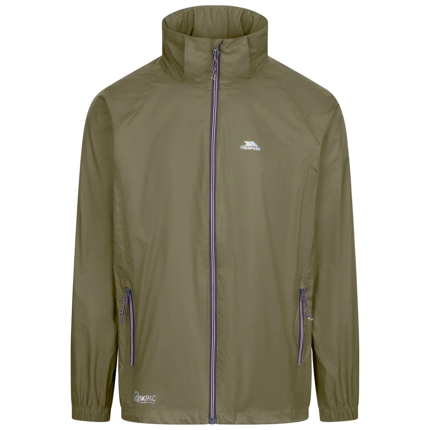 Green jacket with zippers on a white background