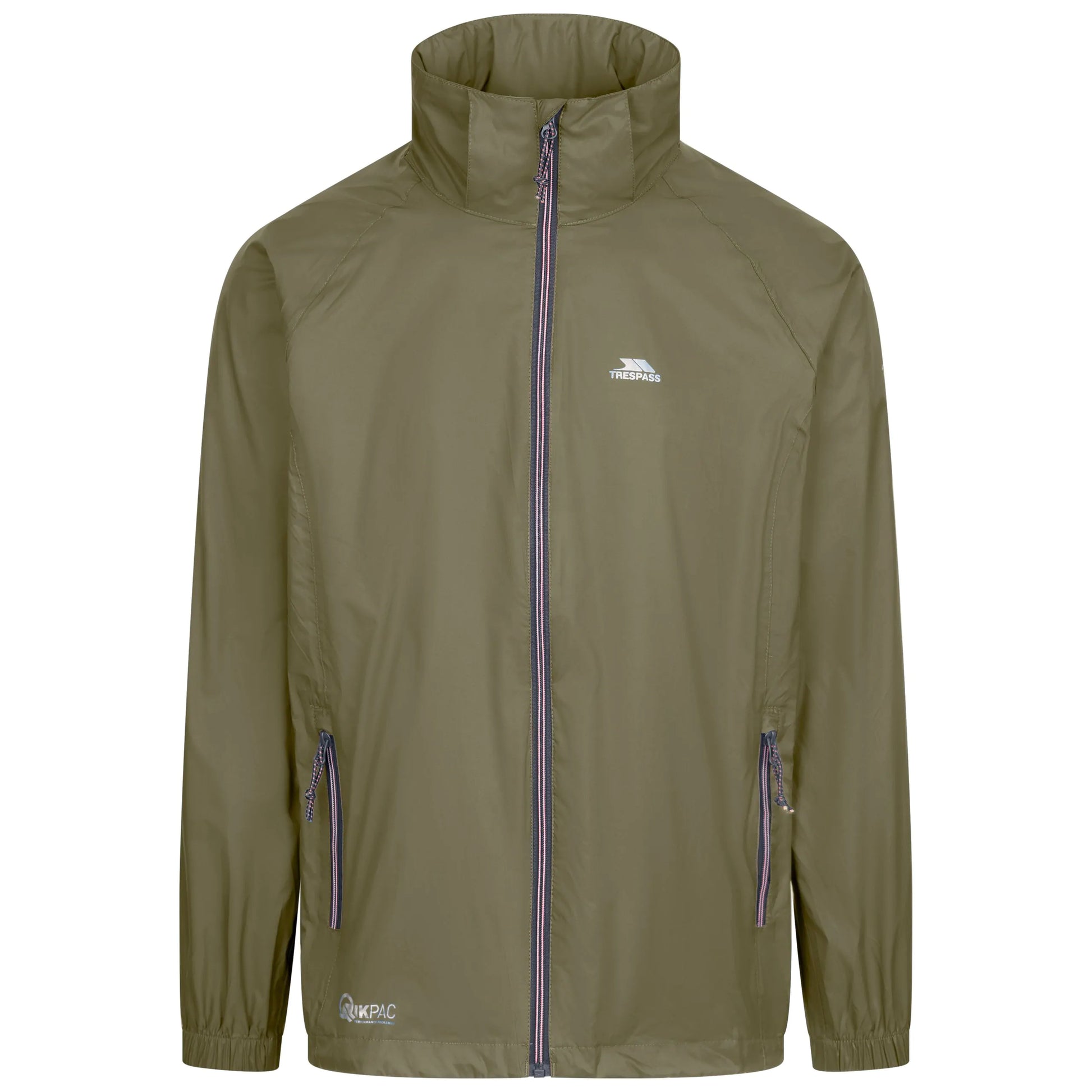 Green jacket with zippers on a white background