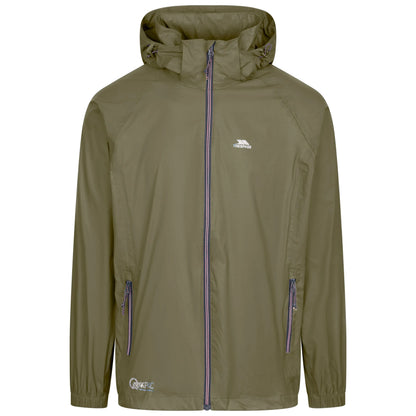 Green jacket with a Trespass brand logo on a white background