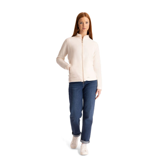 Renato Women's Full Zip Fleece Top in Cream Blush