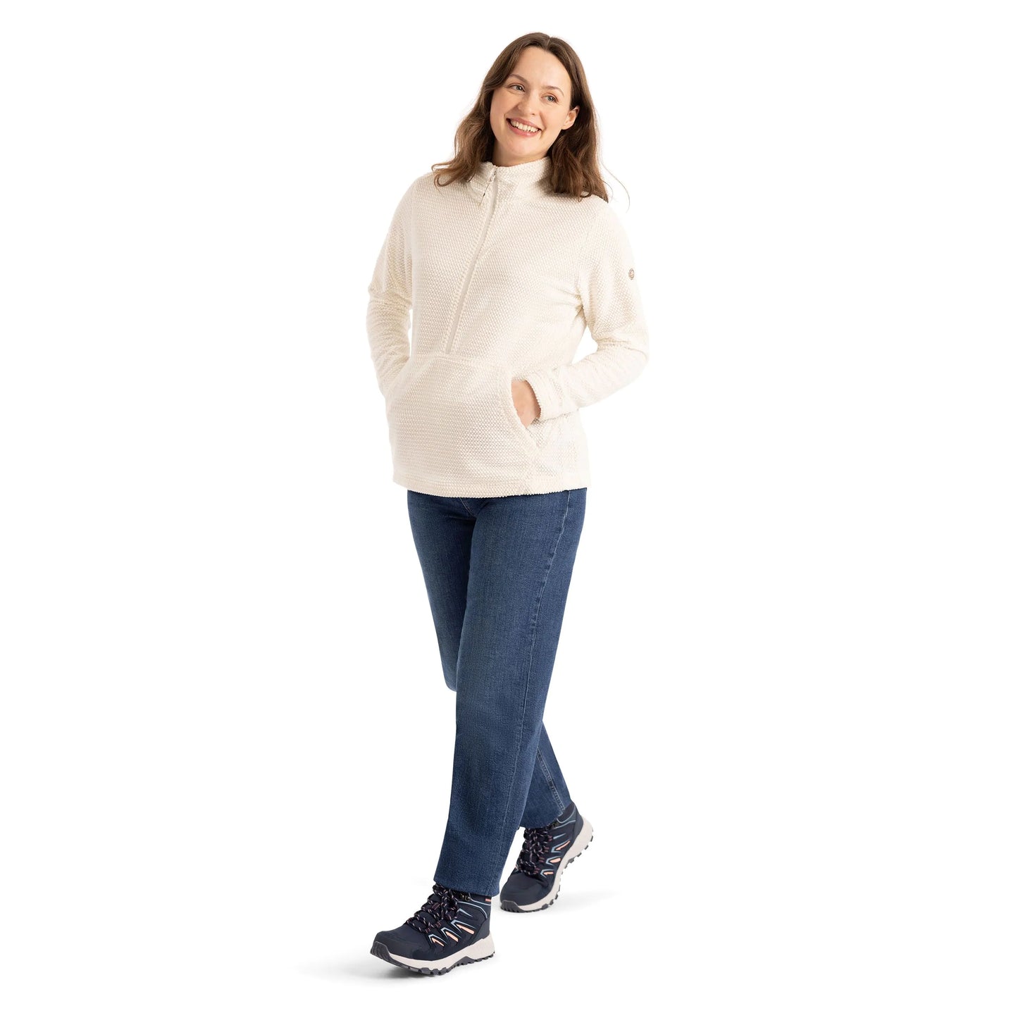 Ribes Womens 1/2 Zip Fleece in Ghost