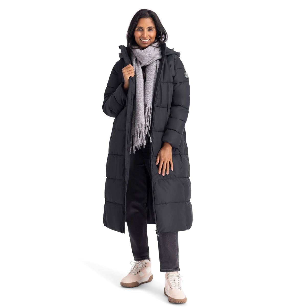 Shayla Women's Long Puffer Coat in Black