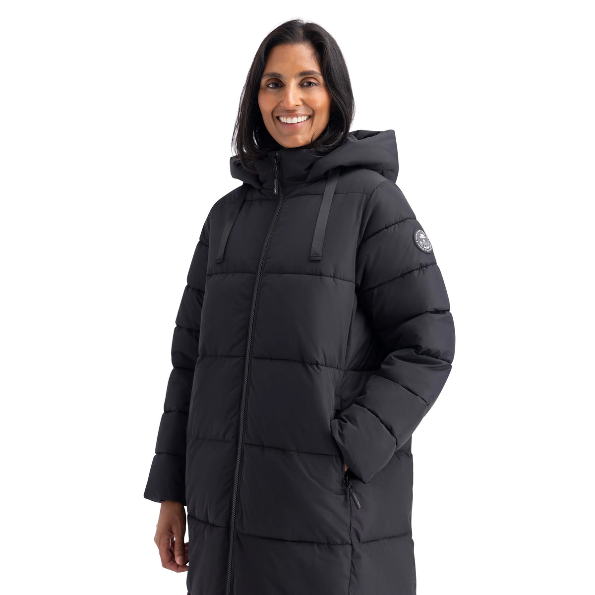 Shayla Women's Long Puffer Coat in Black