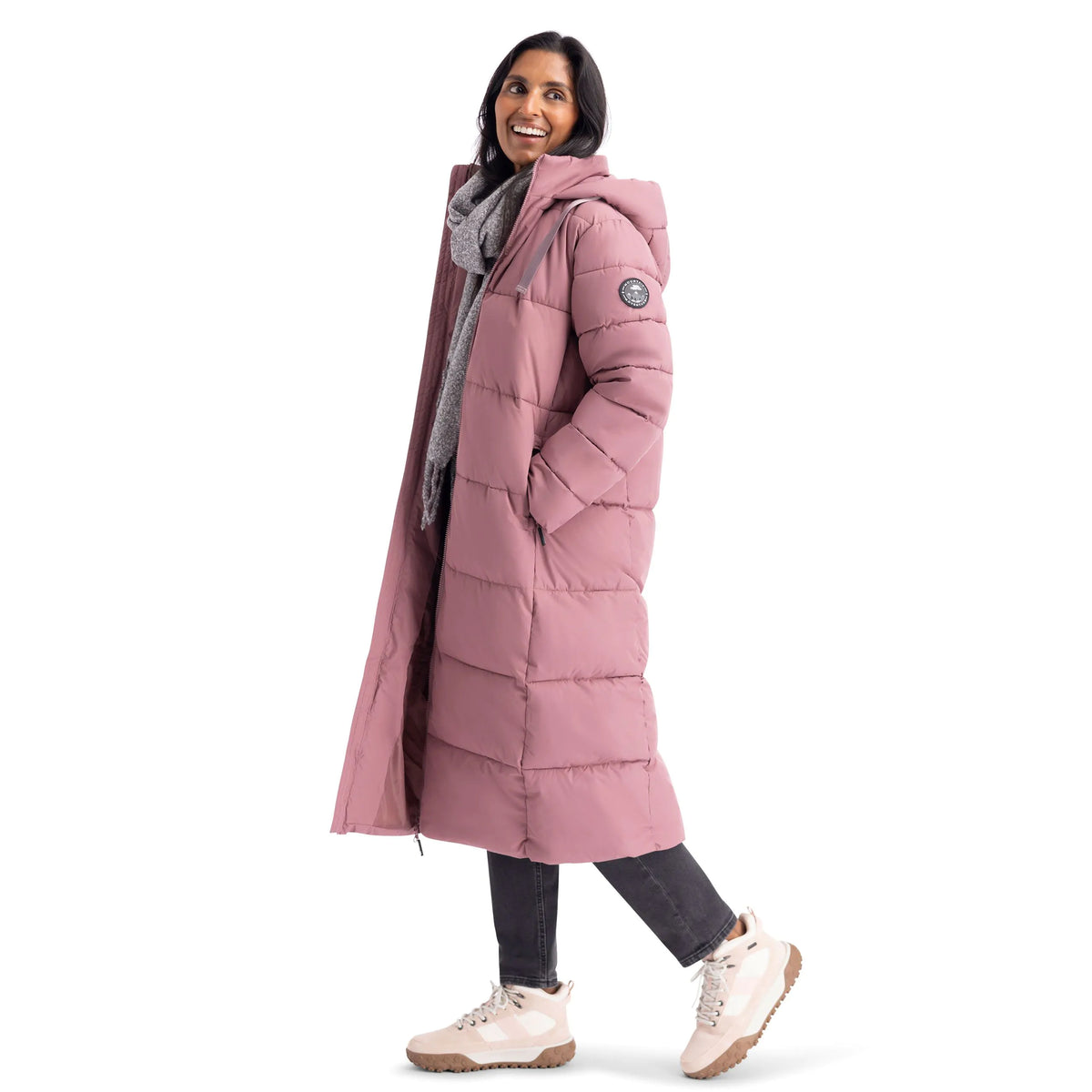 Shayla Women's Long Puffer Coat in Faded Rose