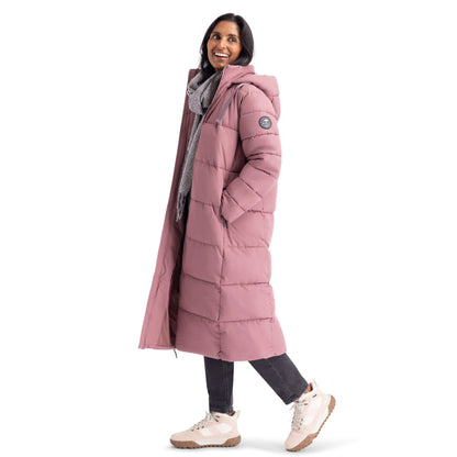 Shayla Women's Long Puffer Coat in Faded Rose