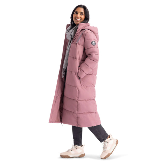 Shayla Women's Long Puffer Coat in Faded Rose