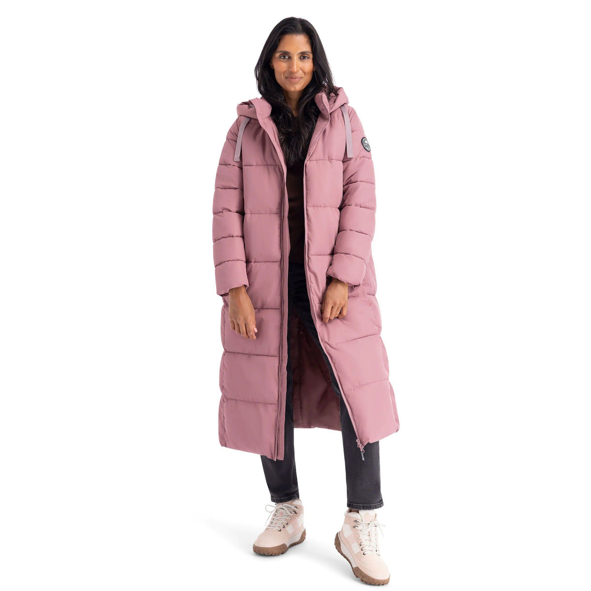 Shayla Women's Long Puffer Coat in Faded Rose