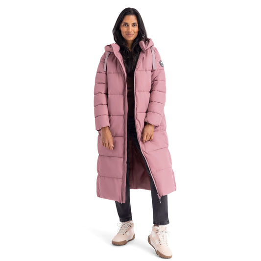 Shayla Women's Long Puffer Coat in Faded Rose