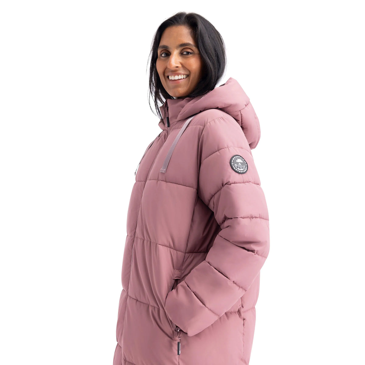 Shayla Women's Long Puffer Coat in Faded Rose