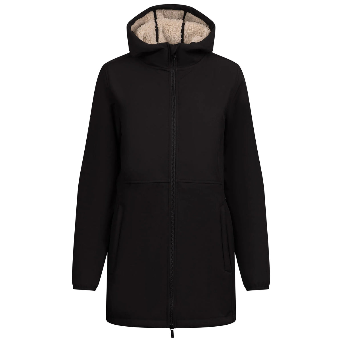 Sine Women's Fur Lined Softshell Jacket in Black