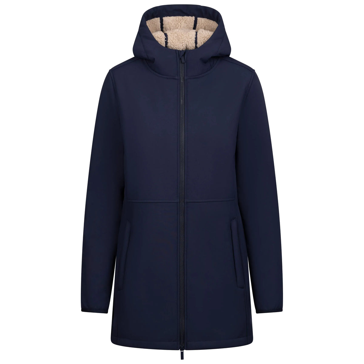 Sine Women's Fur Lined Softshell Jacket in Navy