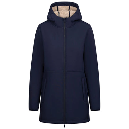 Sine Women's Fur Lined Softshell Jacket in Navy