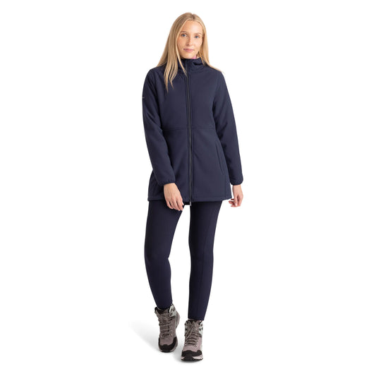 Sine Women's Fur Lined Softshell Jacket in Navy