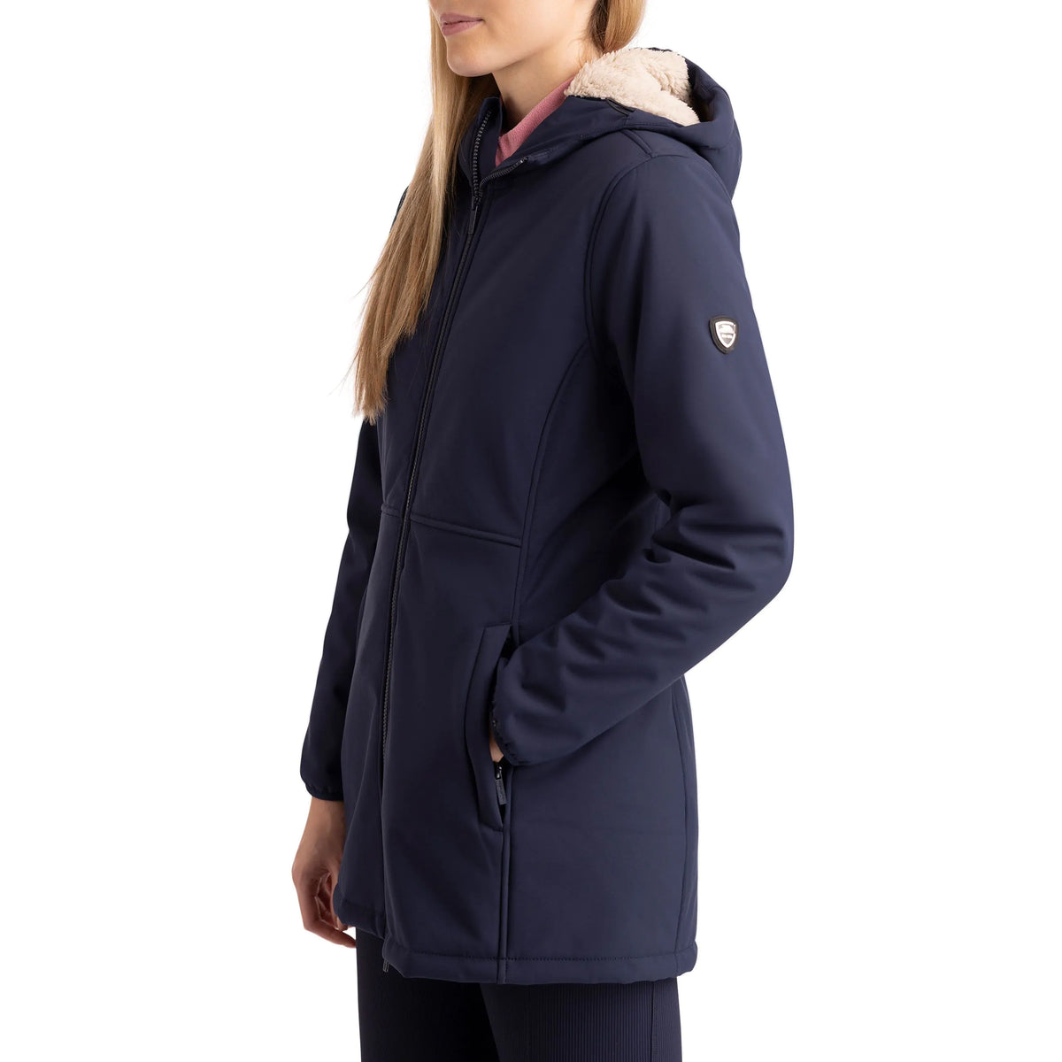Sine Women's Fur Lined Softshell Jacket in Navy