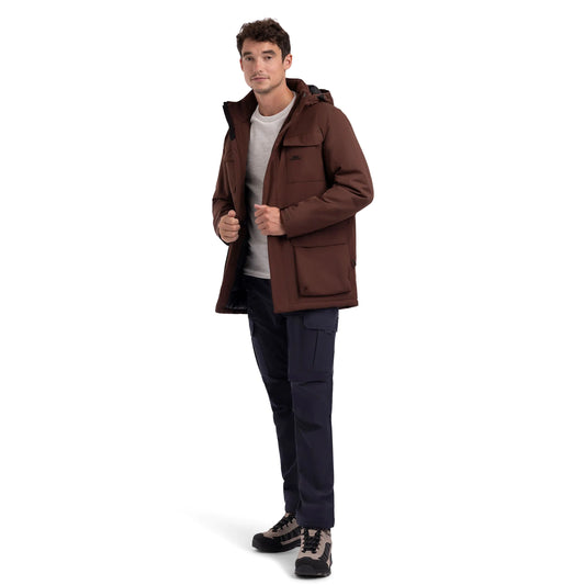 Skerry Men's Padded Waterproof Jacket in Dark Brown