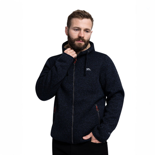 Tableypipe Men's Heavyweight Full Zip Fleece Hoodie in Navy Marl