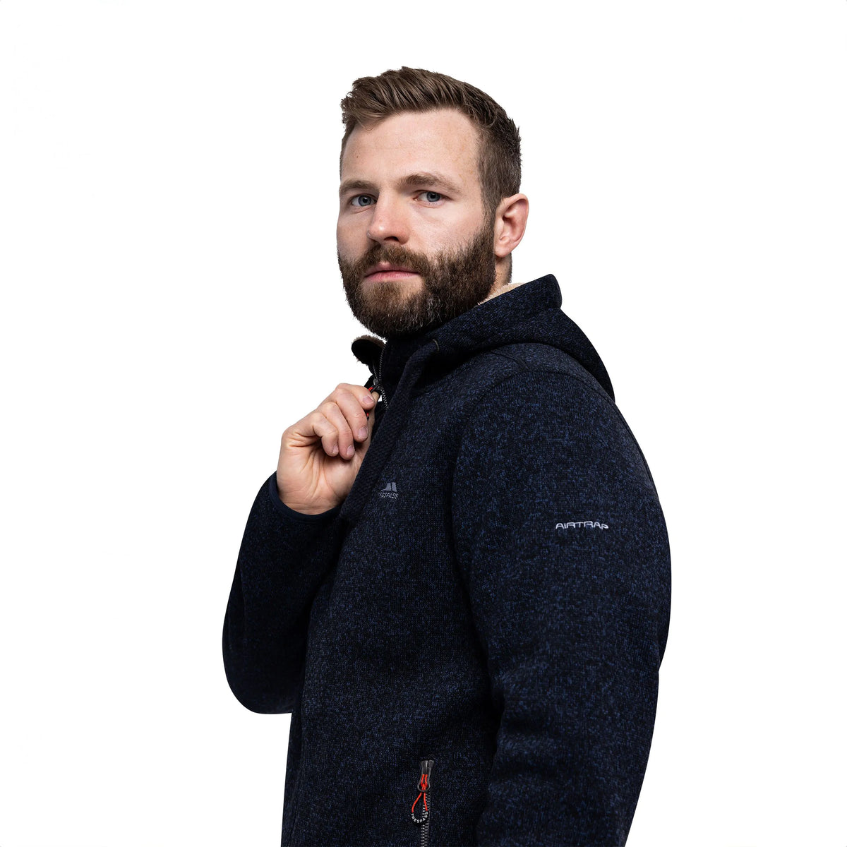 Tableypipe Men's Heavyweight Full Zip Fleece Hoodie in Navy Marl