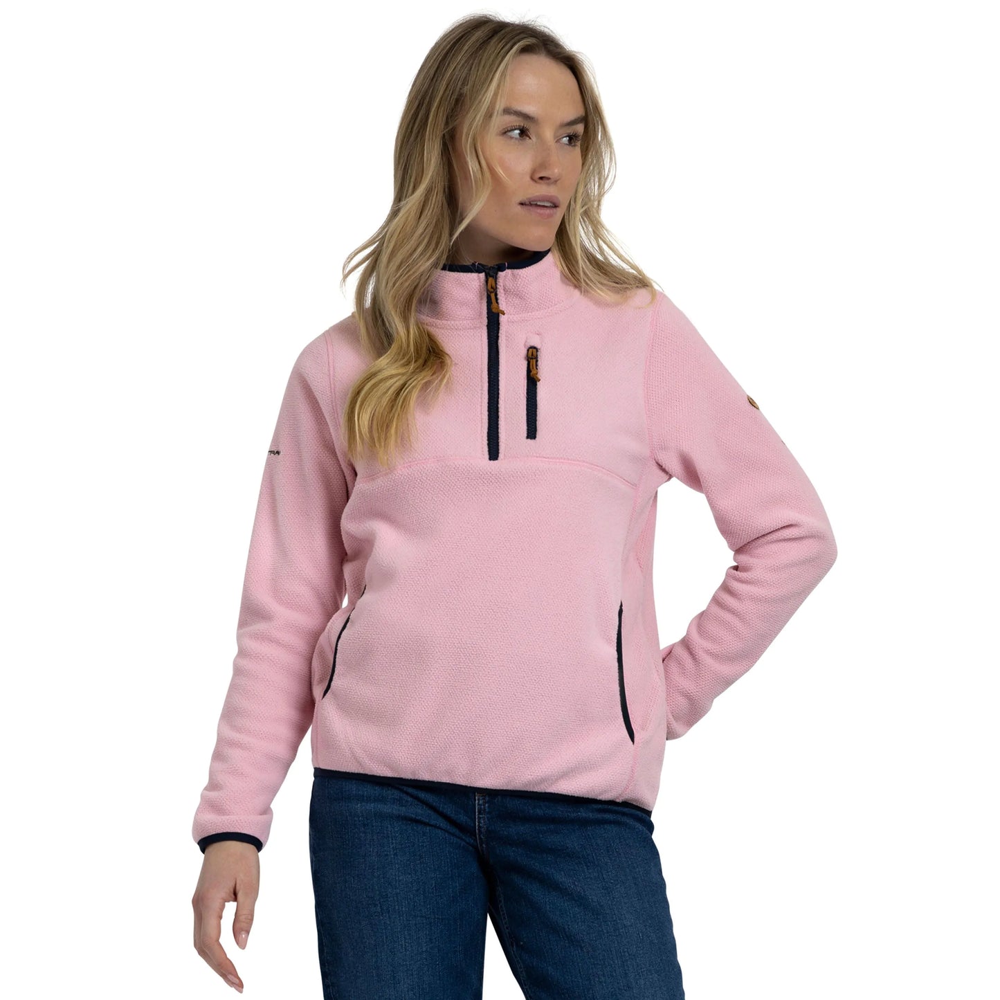 Tister Women's 1/2 Zip Fleece Top in Pink Peony